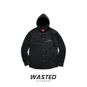 Supreme Hooded Fleece Nylon Shirt Black