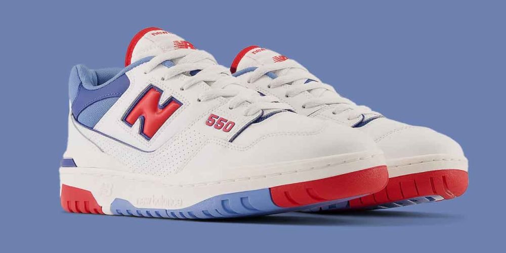 New Balance 550 White True Red Atlantic Blue